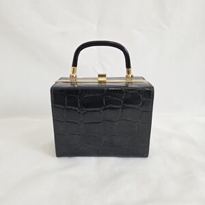 Vintage Mini Apothecary Pill Box Croc Print Handbag